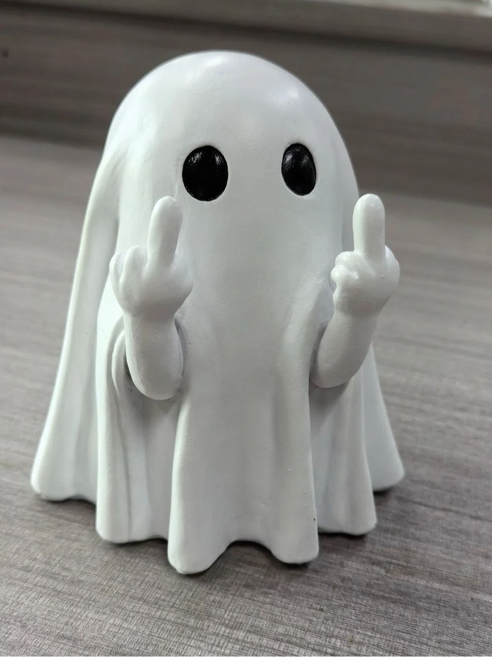 Funny Rude Ghost Figurine Middle Finger White Halloween Decor Statue
